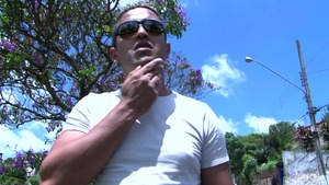 Mike in Brazil: Brunette Deysy bikini blowjob cum outdoors