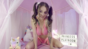 Inserted: Tattooed brunette Maddy May fun with toys